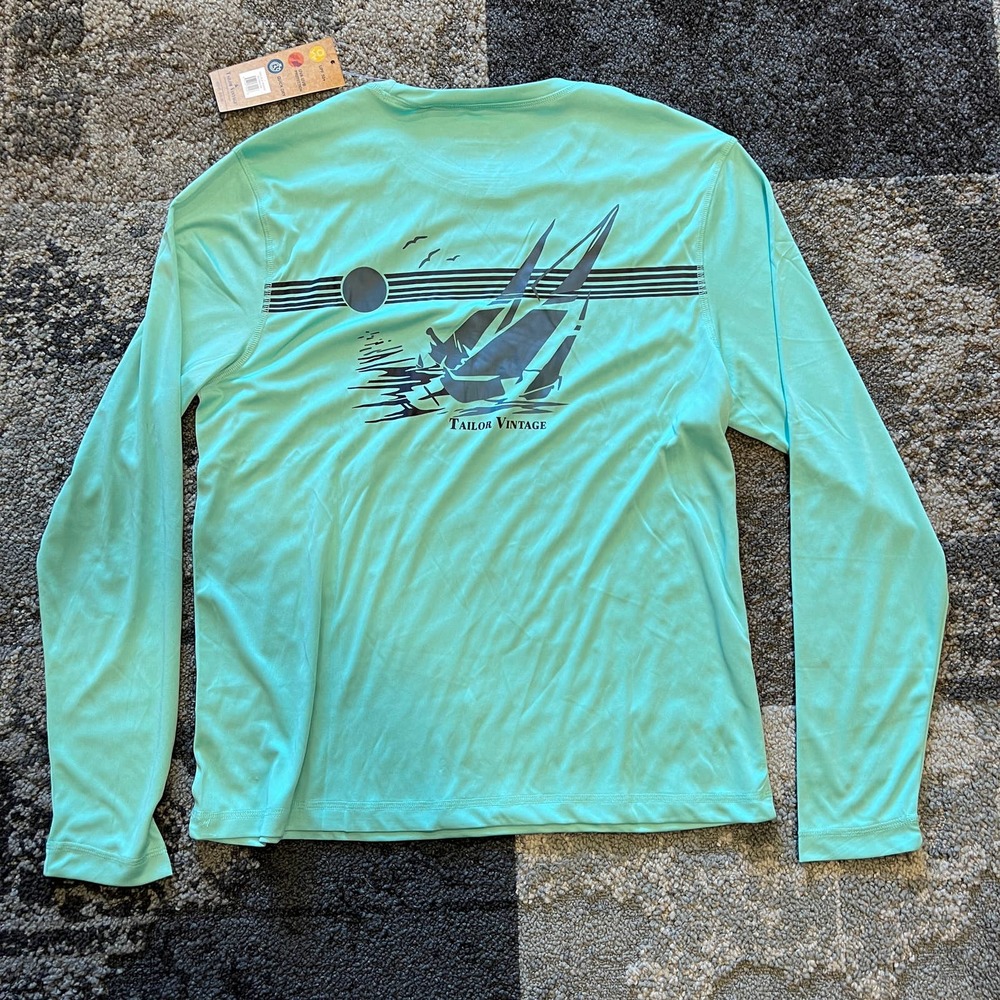 Tailor Vintage Quick Dry Pool Blue Activewear Shirt NEW Med